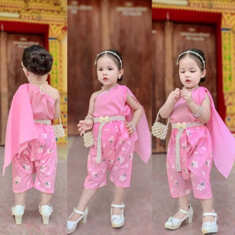ชุดเด็กหญิง ชุดไทยประยุกต์ สไบสีหวาน+โจงกระเบนลายน่ารักๆสีละมุน งานน่ารักสีสันสดใสใส่ถ่ายรูปเก๋ๆค่ะ