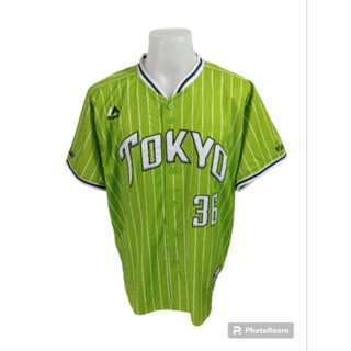 เสื้อกัฬาเบสบอลแบรนด์ Majestic TOKYO YAKULT SWALLOWS Size XL มือ2