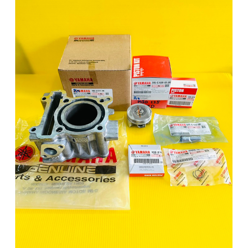 เสื้อสูบ mio125 +ลูกสูบแหวน mio125 รุ่นคาบูร์ #std 44d-e1311-00,33s-e1630-03-b0 แท้ yamaha100% เสื้อ