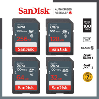 ราคาSanDisk Ultra SD Card Class10 32GB/64GB/128GB Speed 100 MB/s (SDSDUNR) SDHC-SDXC เมมโมรี่การ์ด สำหรับ SDCARD กล้องมิลเลอร์เลส DSLR Mirrorless ประกัน 7ปี