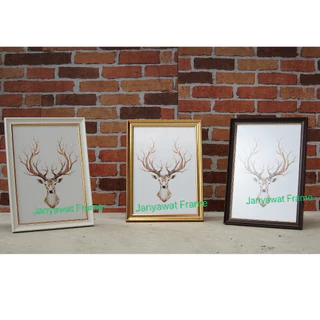 กรอบรูปใส่ใบประกาศ ตกแต่งบ้าน ขนาด A4 (21*29.7 ซม ) , 6x8 นิ้ว, 8x10 นิ้ว, 8x12 นิ้ว,10x12 นิ้ว+กระจก+ขาตั้ง+หูแวนผนัง
