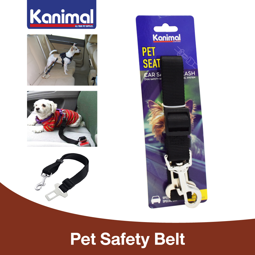 [23931L] Kanimal Pet Seatbelt Strap สายคล้องสุนัข จูงแมวกับเข็มขัดนิรภัย ใช้กับเบาะรถยนต์ ขนาด 2.5 ซม. ปรับได้ 40-60 ซม.