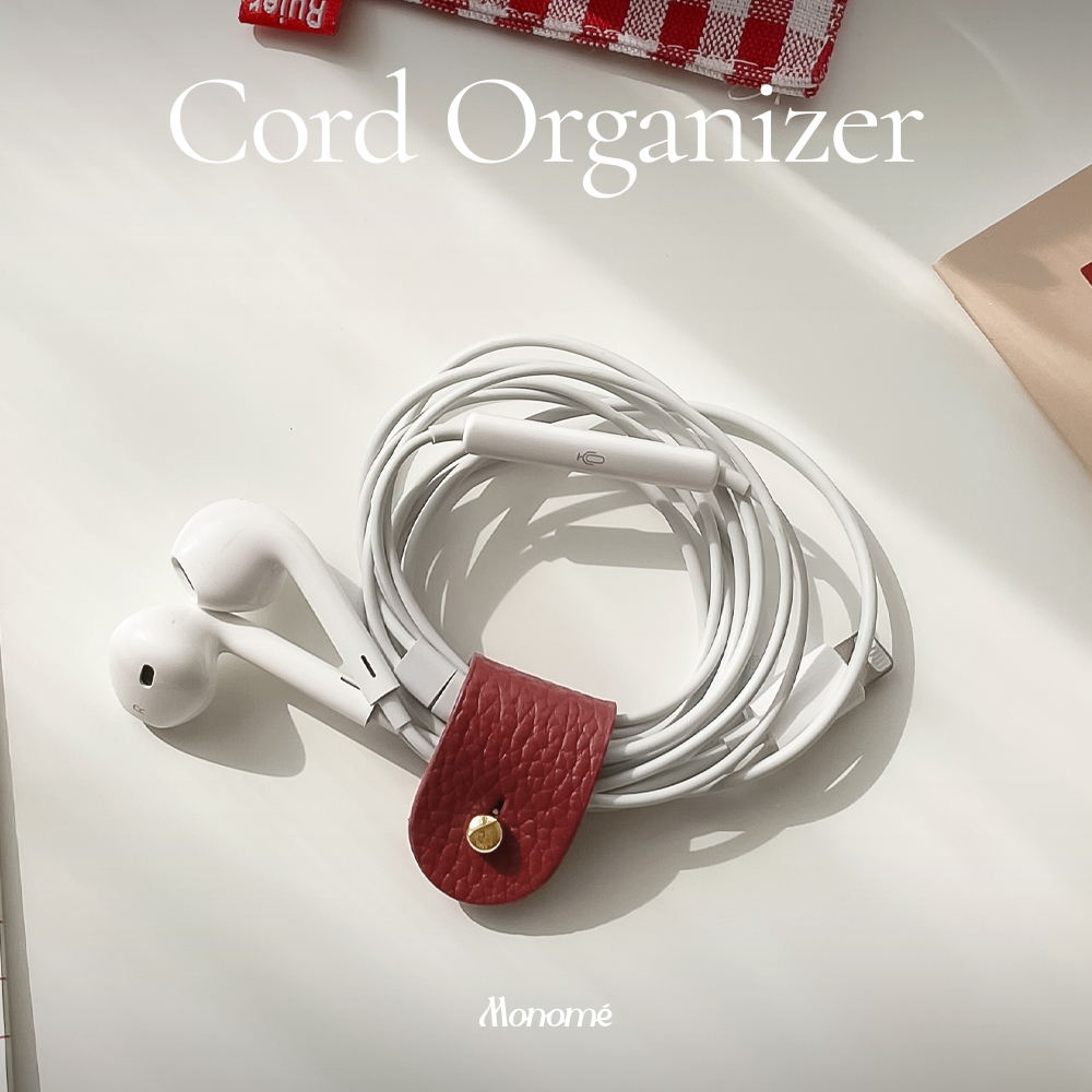 ที่เก็บสาย ที่รัดสาย สายรัดหูฟัง หนังวัวแท้ Cord Organizer  POD