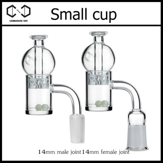 Small Cup/ Adapter บ้องแก้ว Quartz Banger with helix function cap 14mm แจกันแก้ว QN87