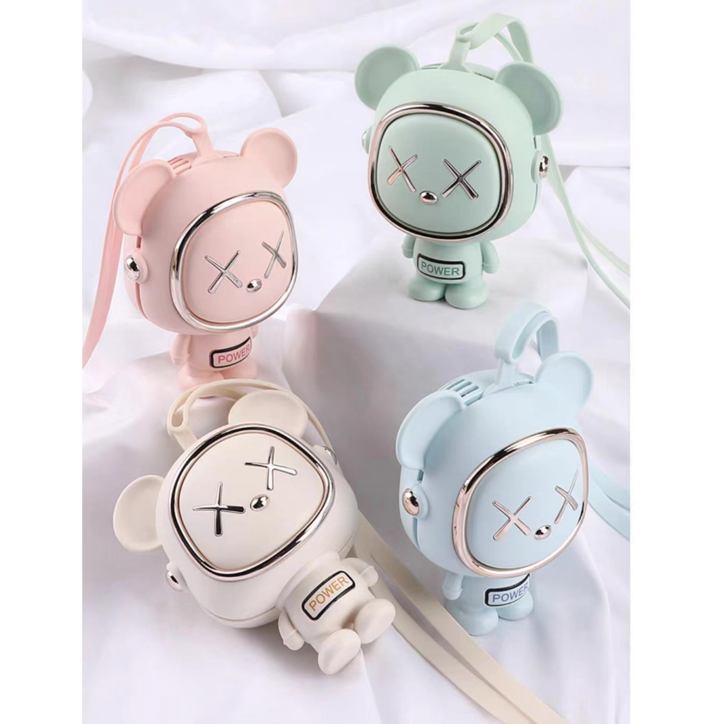 🚚Thailand พร้อมส่ง🔥พัดลมคอไร้ใบ พัดลมพกพ ขนาดเล็กพร้อมพัดลมระบายความร้อนลายการ์ตูนอวกาศ 746 mht746