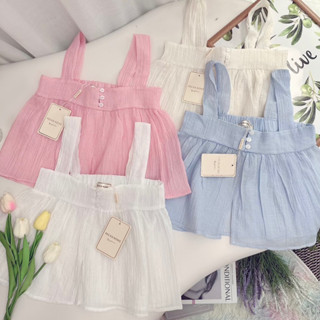 💘เสื้อสายเดี่ยวผ้าลินินเสื้อทรงครอป มินิมอล/ PKN 3