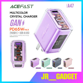 Acefast รุ่น A47 หัวชาร์จ ชาร์จเร็ว PD65W GaN (2xUSB-C + USB-A) อะแดปเตอร์ หัว US Adapter มี4สีให้เลือก