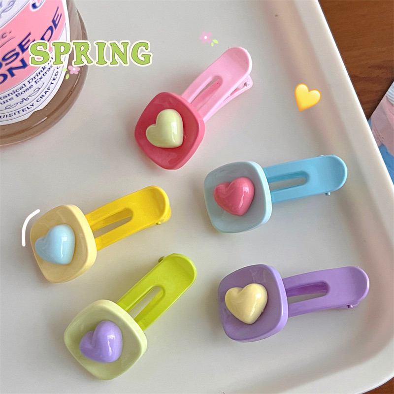 Cute 107 กิ๊บติดผม กิ๊บหนีบผมสีเหลี่ยมหัวใจ