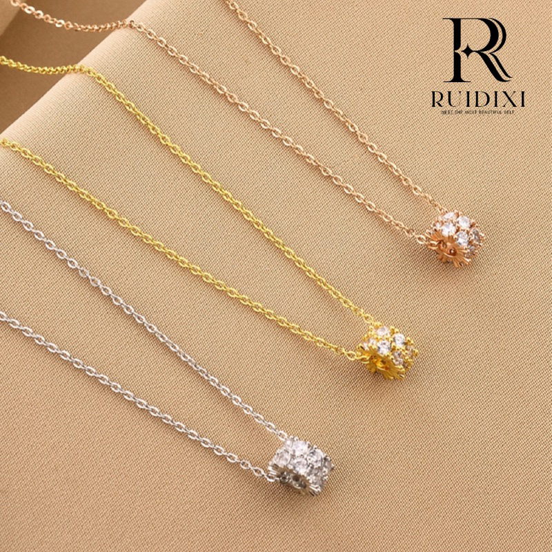 ( RUIDIXI พร้อมส่งทีไทย)ประเทศเกาหลีใต้ดีไซน์หรูหราด้วยการประดับเพชร 18 K สร้อยคอผู้หญิง ที่ไม่ทิ้งร่องรอย