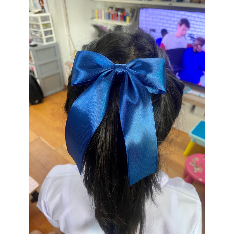 โบว์นักเรียน โบว์ติดผมสำเร็จรูป ริบบิ้นB มีแบบกิ๊บหนีบ-กิ๊บสปริง-ยางรัด