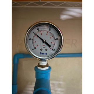 "TEMA" PRESSURE GAUGE 2.5" 0-7 BAR (100PSI) | เกจวัดแรงดัน หน้าปัด 2.5" เกลียวออกล่าง 1/4" NPT + น้ำมัน