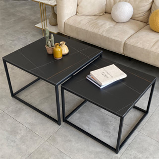 WISFOR 2x โต๊ะกาแฟทรงสี่เหลี่ยมยาวลายหินอ่อน  Set of 2 Rectangle Nesting Coffee Table