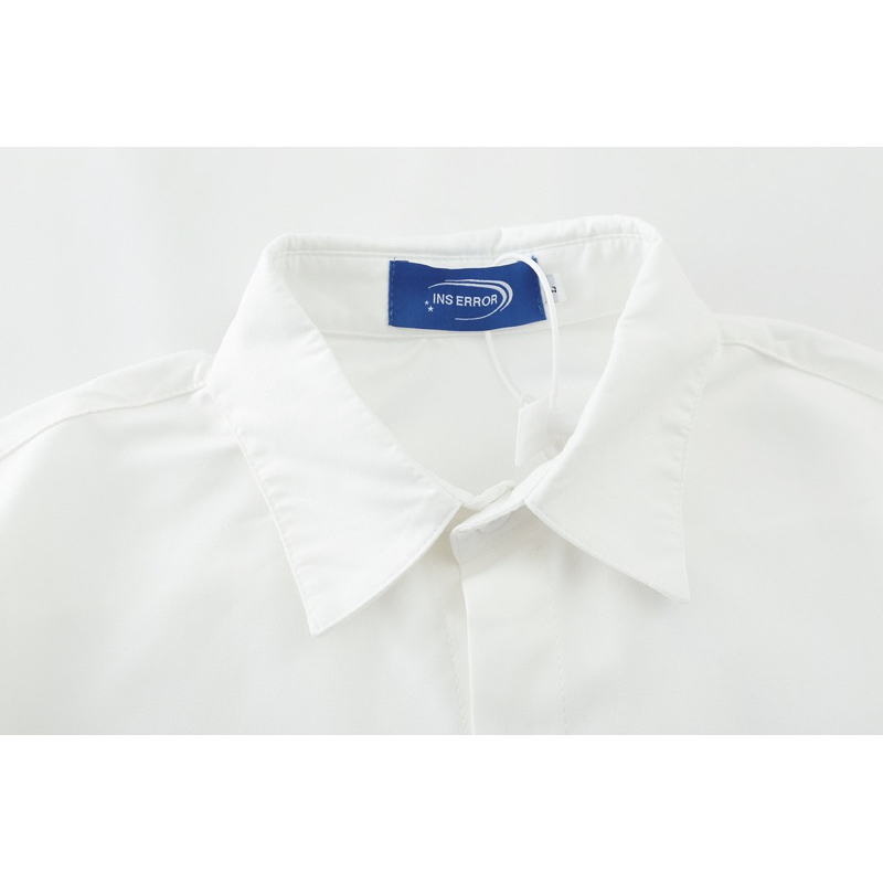 เสื้อเชิ้ตแขนสั้นแถมเข็มกลัดดอกไม้ (สีขาว/สีเหลือง) - รูปที่ 5