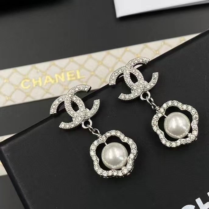 Chanel Double Sided Camellia Stud Earrings