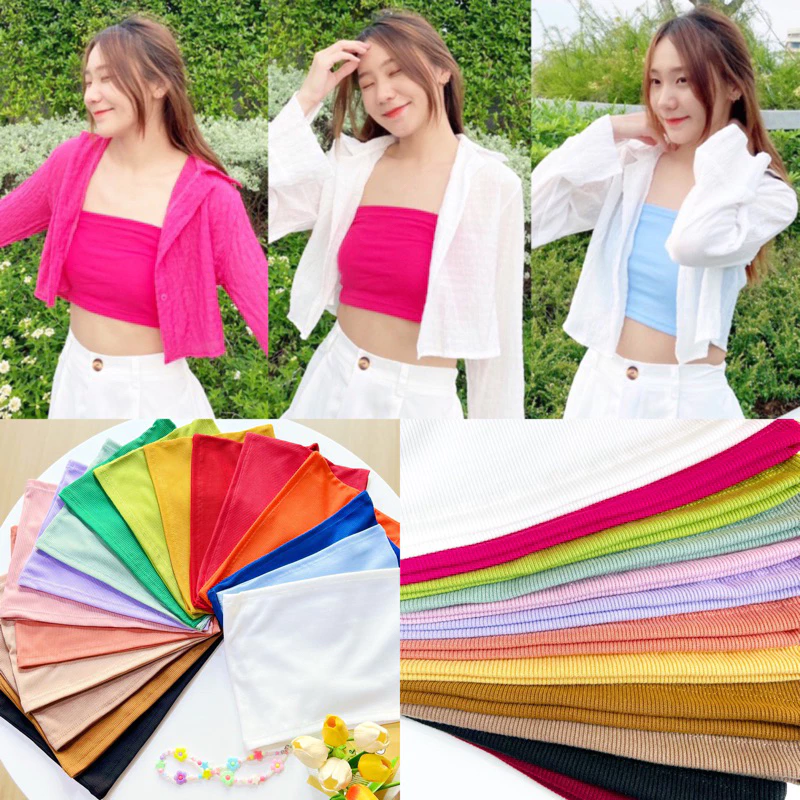 💜mayylody💜 เกาะอก จิ๋วจิ๋ว 17สี สวยแซบเกินต้านมากแม่ๆๆ ❤️💙💛💚 เกาะอกผ้าร่อง ครอปท็อป สายฝอ ชุดไปทะเล