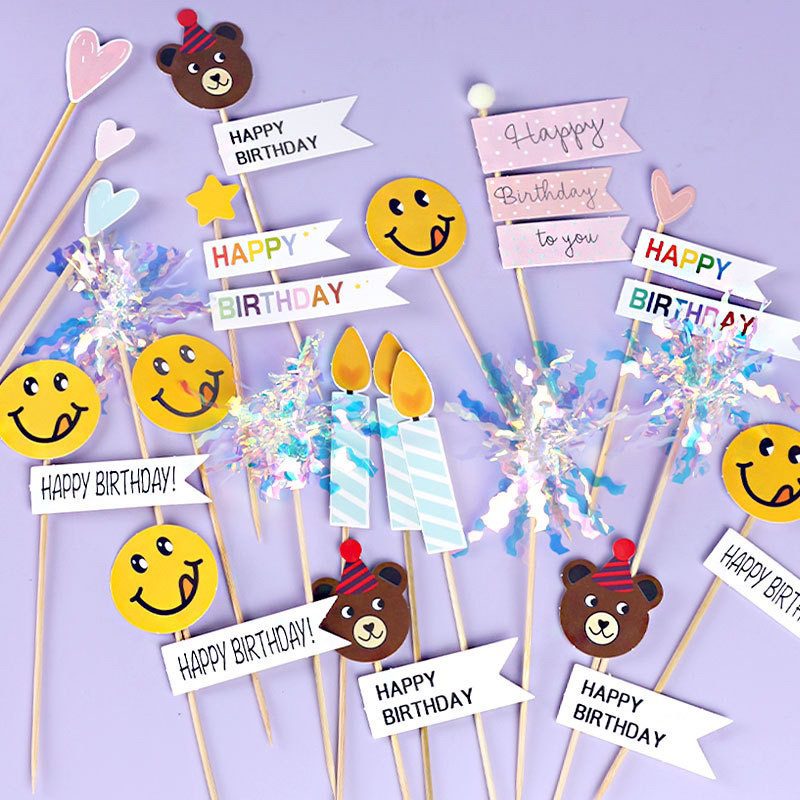 ป้ายปักเค้กของตกแต่งเค้กHBD (AI)