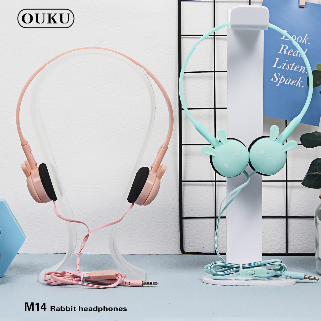 OUKU หูฟังการ์ตูน M14 Cartoon rabbit&cat Earheadphones หูฟังลายการ์ตูนน่ารัก หูฟังเสียงดี หูฟังน่ารัก พร้อมส่ง