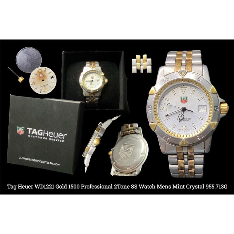 มือสอง📍นาฬิกา Tag Heuer WD1221 Gold 1500 Professional 2Tone SS Watc h Mens Mint Crystal 955.713G