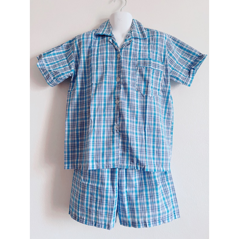 👕ชุดนอน​ผู้ใหญ่​ แขน​สั้น​ขา​สั้น​ คอปก ลายสก๊อต