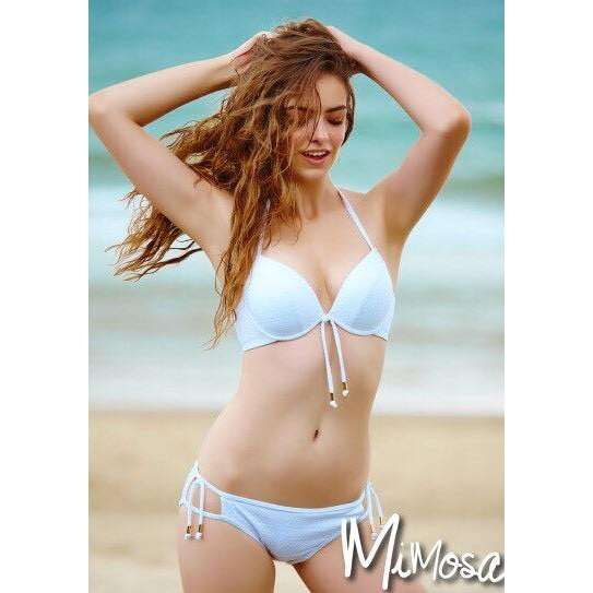Sabina -  SUW308  Mimosa  Collection ชุดว่ายน้ำสีขาวดันทรง ฟองดูม ความเก๋ของเซทนี้จะเป็นการเล่นดีเทลกับอะไหล่สีทอง