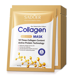 (10 แผ่น) Collagen Sheet Mask แผ่นมาส์กหน้าคอลลาเจน ตัวช่วยหน้าเด้ง ลดรอยเหี่ยวย่น หน้าขาวใส