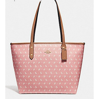 แท้ ตำหนิเบา ลดขาดทุน CITY ZIP TOTE WITH BUTTERFLY DOT PRINT COACH #F29803