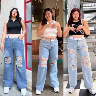 กางเกงยีนส์ทรงกระบอก 2XL-6XL