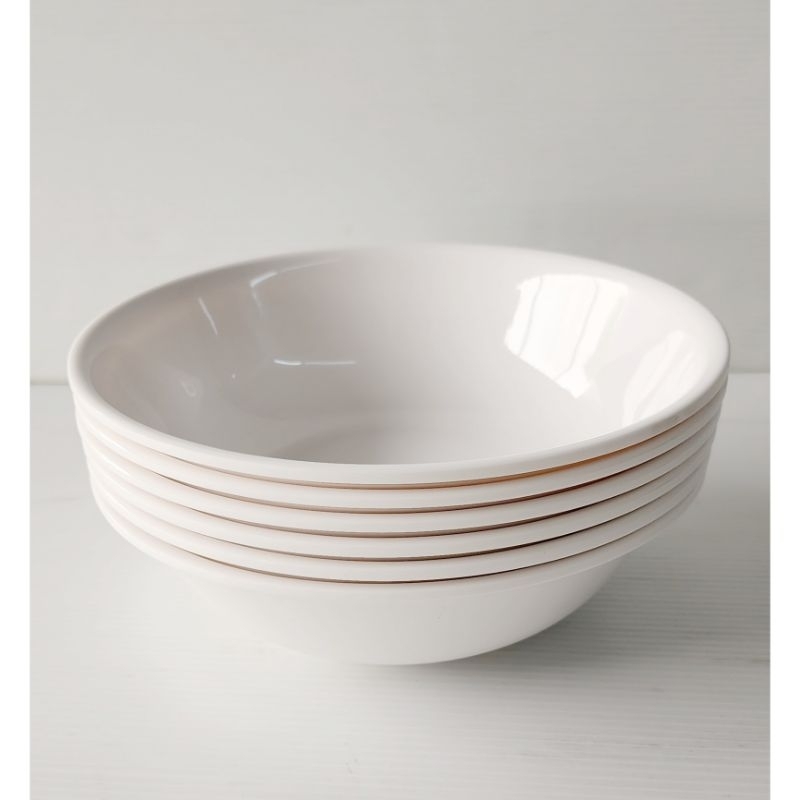 ชามเมลามีน สีขาว ขนาด8นิ้ว แพ็ค6ใบ