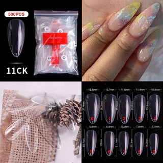 เล็บ pvc ทรงแหลมกลาง มีทรงผอมและทรงอ้วนแพค 500ขิ้น สีใส/สีขุ่น No.0-9 🌈 พร้อมส่ง 🌈