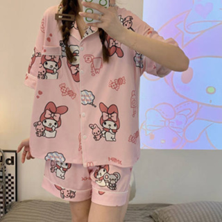 ชจัง ชุดนอตอนชนผู้หญแขนสันขาสน ชุดนอนผาคน/ผาฝาย ชุดนอนารัก cute patterned pajamas swoan121