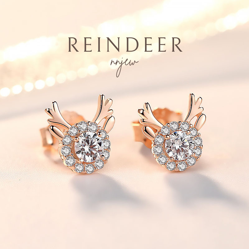 ต่างหู s925 earrings รุ่น กวางเรนเดียร์ Reindeer ผู้หญิง ต่างหูแฟชั่น ของขวัญ เครื่องประดับ minimal