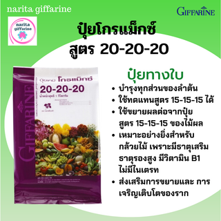 ส่งฟรี💥 กิฟฟารีน ปุ๋ยเกล็ด โกรแม็กซ์ สูตร 20-20-20 สูตรเสมอ20 พัฒนาราก บำรุงใบ บำรุงต้น ขยายขนาดช่อดอก ปุ๋ยกล้วยไม้