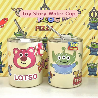 April Disney ดิสนีย์ Lotso 300ml แก้วน้ำสแตนเลส แก้วเก็บความร้อน ถ้วยหมีสตรอเบอร์รี่การ์ตูนน่ารัก