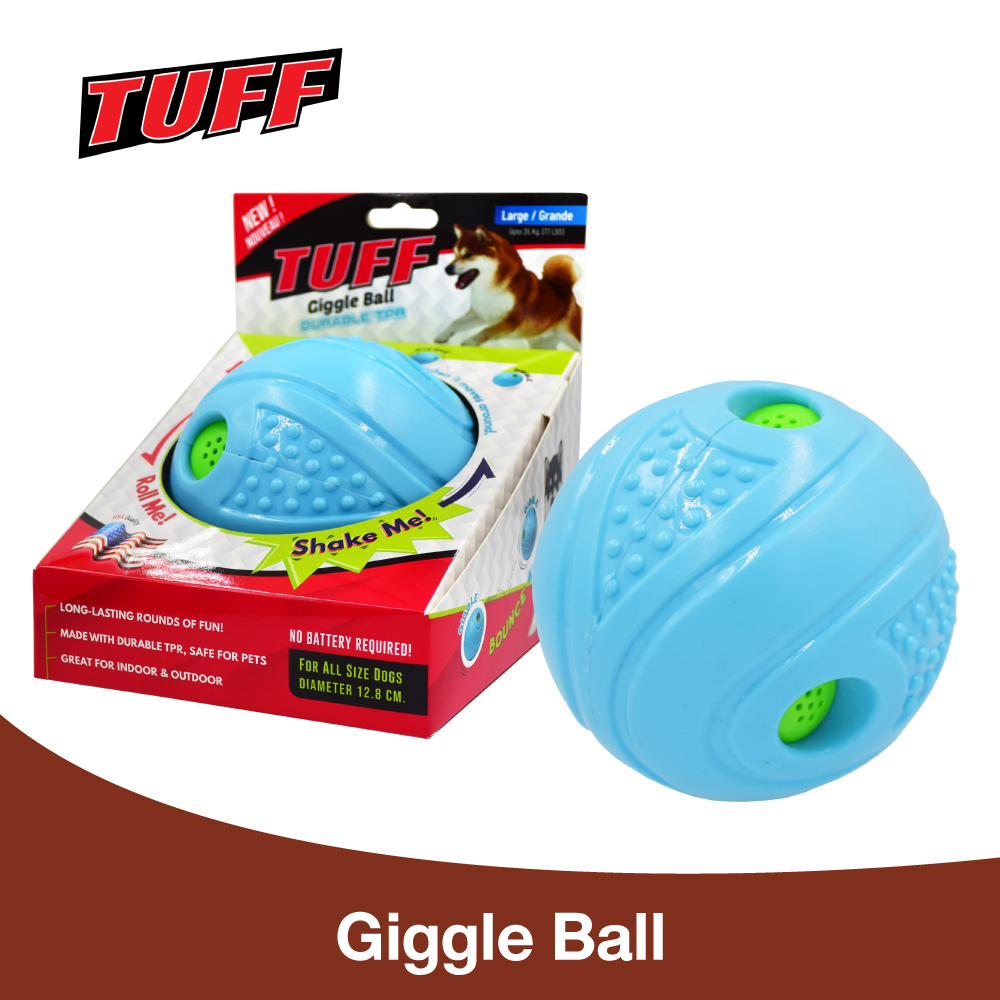 [45041] TUFF Giggle Ball ของเล่นสุนัข ยางลูกบอลกลิ้ง มีเสียงหัวเราะ วัสดุคงทน (ไม่ใช้ถ่าน) สำหรับสุนัข ขนาด 12.8 ซม.