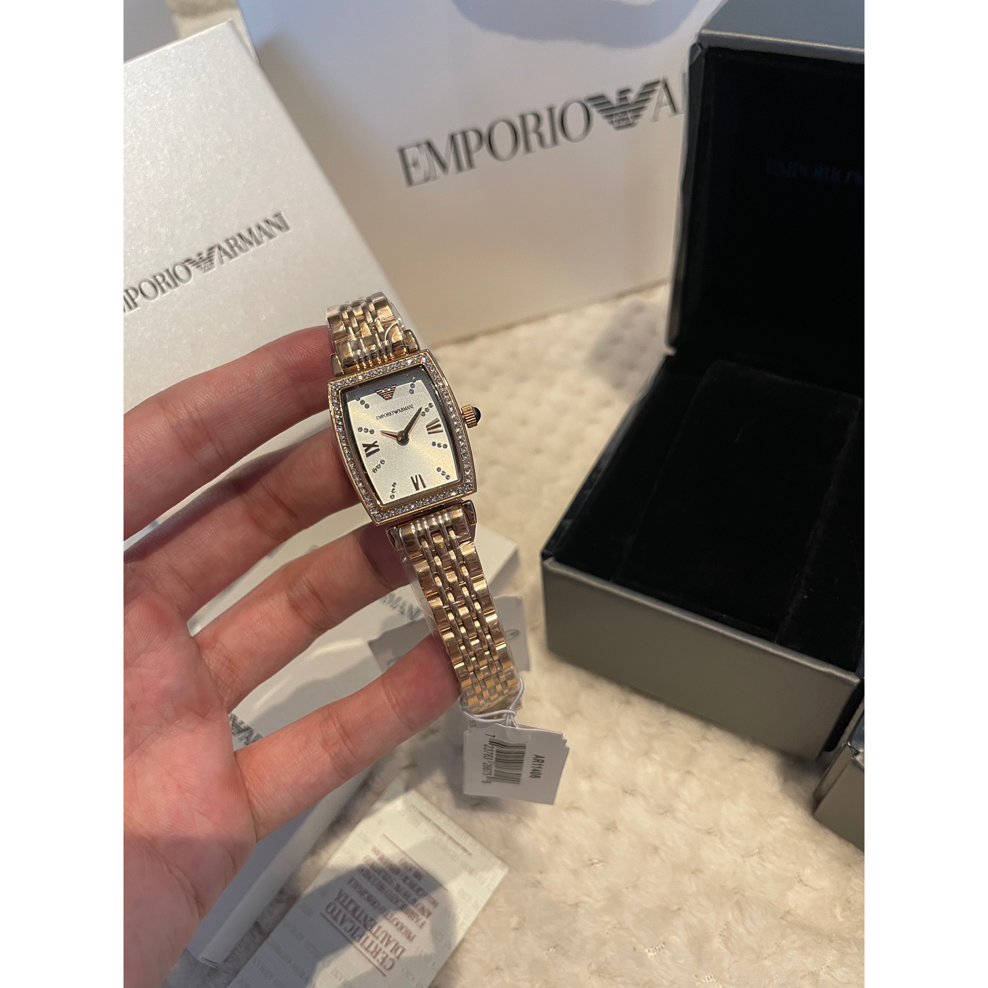 Armani woman's crystal-encrusted quartz watch AR11405 AR11406 - 26mm minimalist fashion watch
