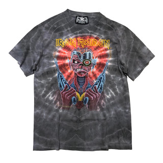 [จัดส่งฟรี!!!]  เสื้อวงดนตรี Iron Maiden Somewhere Back In Time มัดย้อม ปี 1987 ป้ายผีเสื้อ Symmetria หายาก Size M