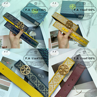 F.A ว่าแท้100% tory burch 80751 MONOGRAM Girls เข็มขัด  เข็มขัด  ใช้ได้สองด้าน Womens Waist Seal เข็มขัดแฟชั่นสตรี