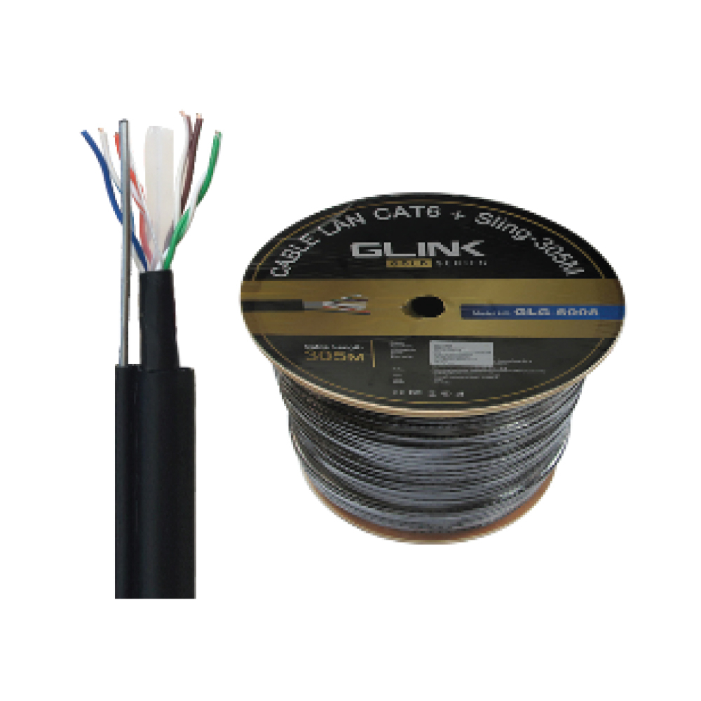 AKIRA TECH Glink สายแลน CAT6 Gold Series มีสลิง GLG6008 / GLG-6008 (305m./Box) สำหรับใช้ภายนอก พร้อม