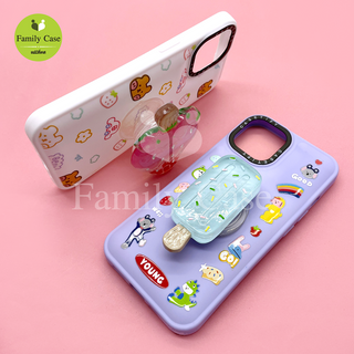 Oppo Vivo เคสมือถือนิ่ม TPU กันเลนส์กล้องพิมพ์ลายการ์ตูน ฟรี Griptok เรซิ่น ลายน่ารัก