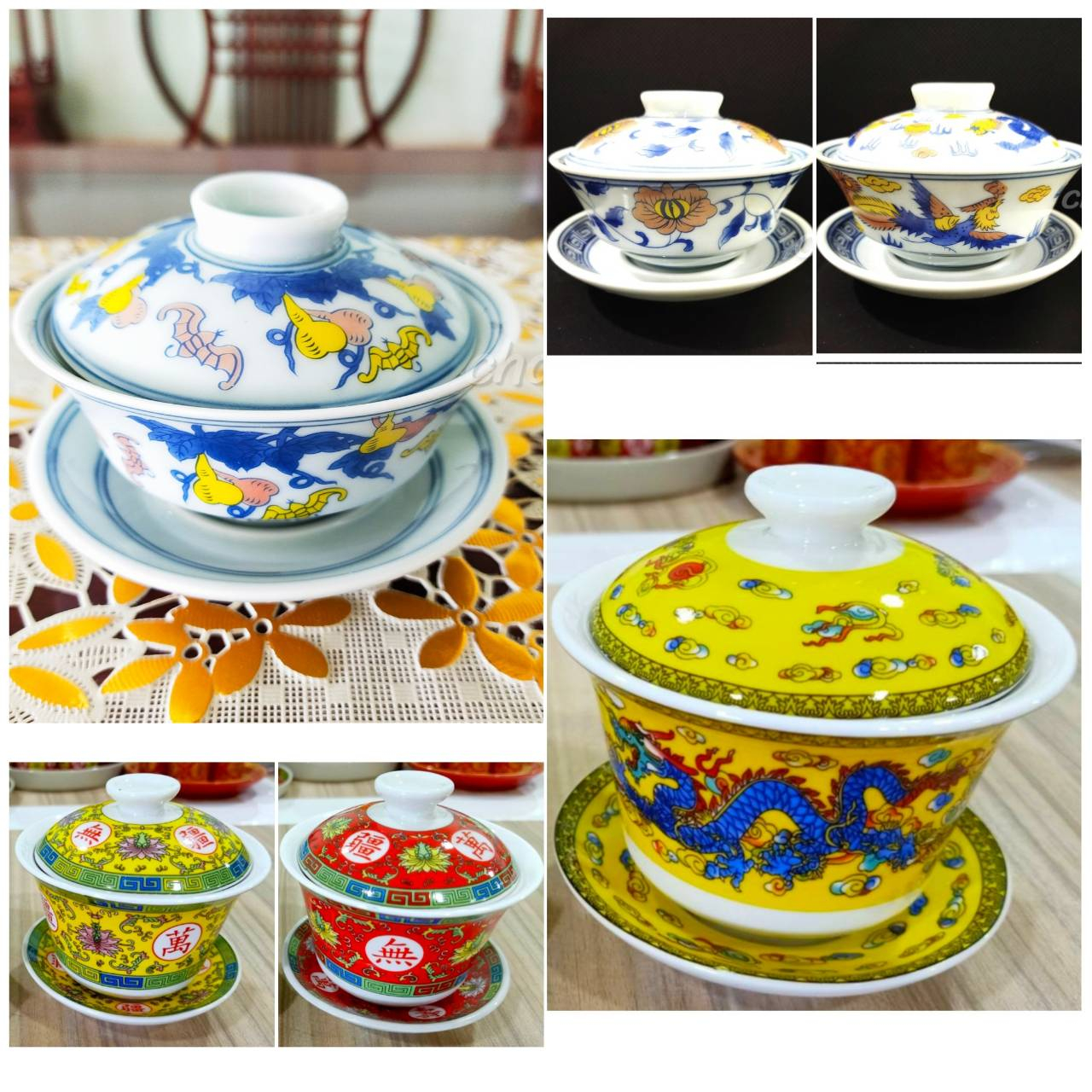 CH0506 ถ้วยน้ำชา  ชุดไหว้เจ้า เซรามิก พร้อมฝาปิด และจานรอง CH0523🔰โปรดอ่านรายละเอียดก่อนสั่งซื้อค่ะ🔰