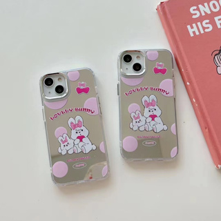 💕พร้อมส่ง💕iPhone 14 13 12 11 Pro Max เคส for เคสไอโฟน11 น่ารัก บางเบาพกพาง่าย กระจกเงา การ์ตูน กระต่าย เรียบง่าย Case