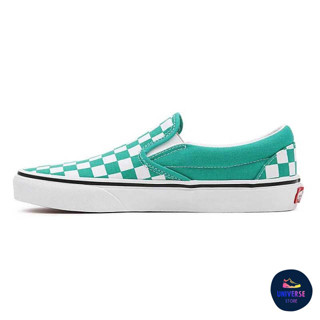 [ของแท้ ส่งฟรี จากไทย] VANS CLASSIC SLIP-ON - (CHECKERBOARD) PEPPER GREEN/TRUE WHITE