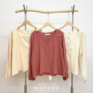 🍎 ลด45.-โค้ดWYQESS🍋nature.bkk - TPN7058 เสื้อชายน์โอเร่ shine ore top