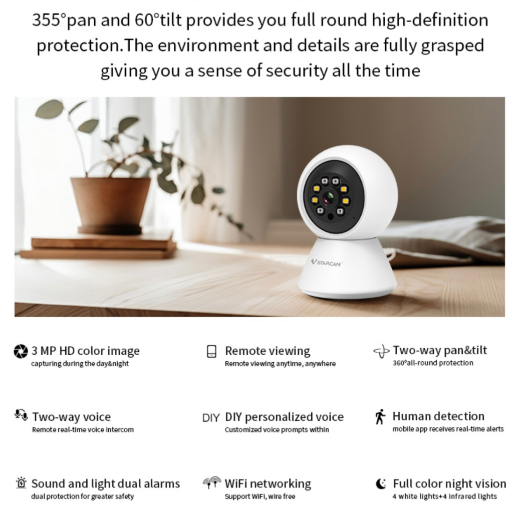 Vstarcam C991 ( C992DR เลนส์คู่ ) ใหม่ล่าสุด 2023  กล้องวงจรปิดไร้สาย Indoor ความละเอียด 2/3MP มีระบบ AI+