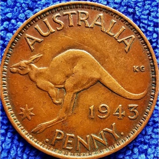 เหรียญ​ออสเตรเลีย​ Australia, 1 Penny, (ยุค​ George VI), #​2617T, ใช้แล้ว