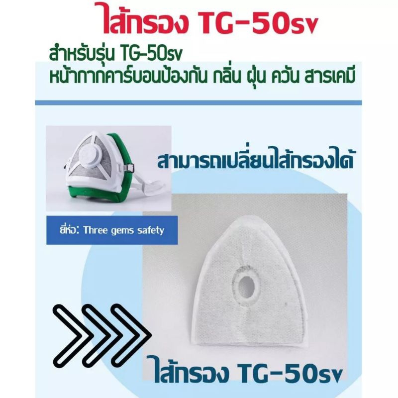 หน้ากาก TG-50sv ทรีเจมส์ ป้องกันกลิ่น ฝุ่นPM2.5 ควัน สารเคมีและเชื้อโรคMask แมสพ่นยา พ่นสี ปิ้งย่าง