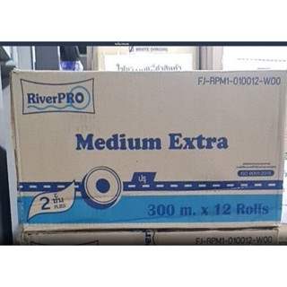 กระดาษชำระม้วนใหญ่ RiverPro JRT Medium 2 ชั้น 300 เมตร (12ม้วน)