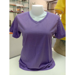 TI-18 เสื้อยืดสีม่วง คอวี