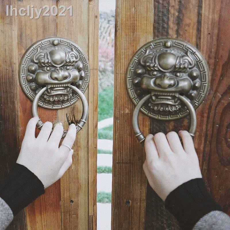 ประตูไม้แหวนดึงสมัยเก่า, มือจับประตู, ฮวงจุ้ยทาวน์เฮาส์หัวสัตว์หัวสิงโตโบราณเคาะประตูทองแดงบริสุทธิ์
