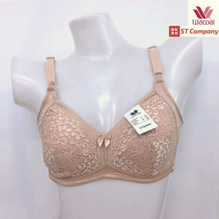 Wacoal Bra สีเนื้อ (NN) ไม่เสริมโครง เสริมฟองบาง รุ่น WB9M09 เต้าตัดต่อ แต่งลูกไม้ เก็บแผ่นหลังได้ดี เสื้อใน ชั้นใน บรา